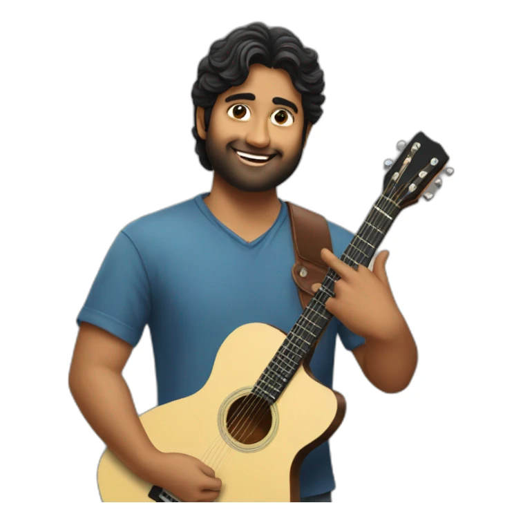 Arijit Singh holding a guitar sticker