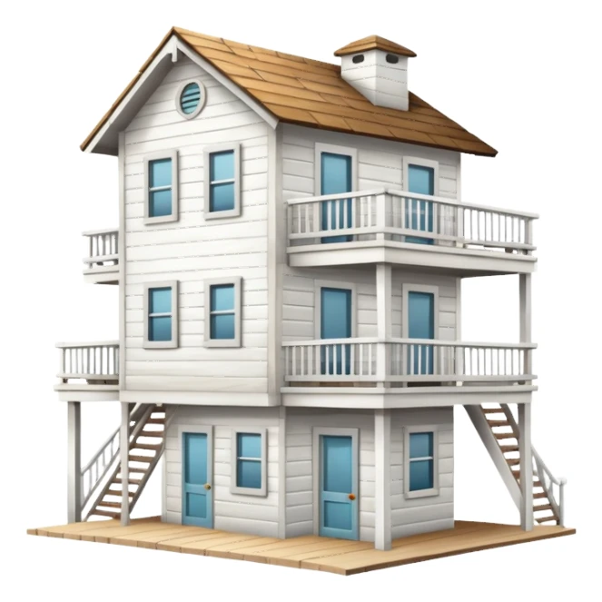 White three story beach house sticker