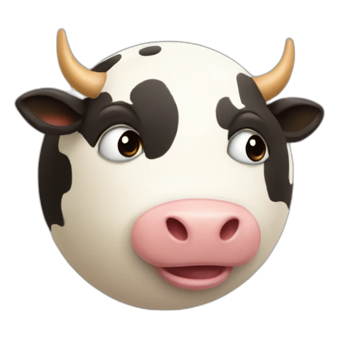 3d sphere with a cartoon sincere dropper Cow skin texture with tiny eyes sticker