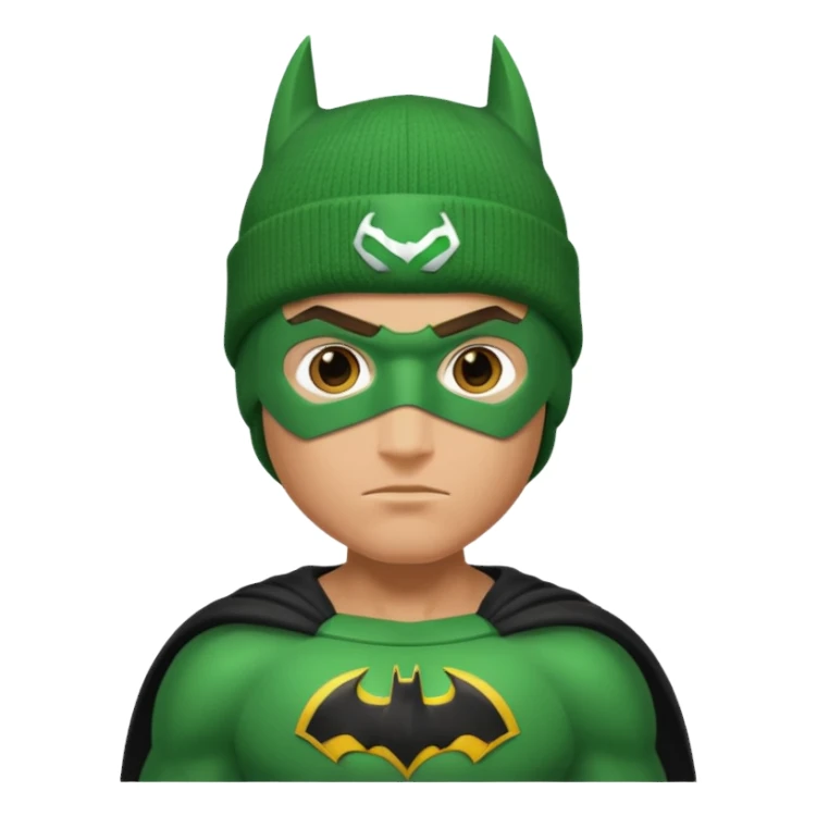 green superhero with beanie batman sticker