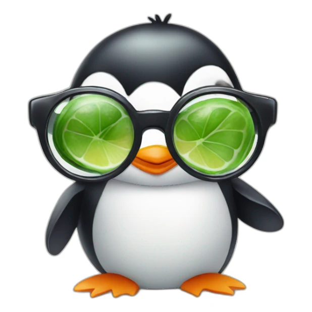 baby penguin with big glasses drinking mojito sticker