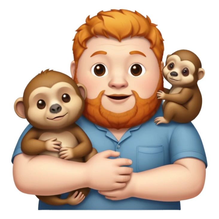 Monkey, sloth, fat ginger man, and chipmunk holding hands sticker