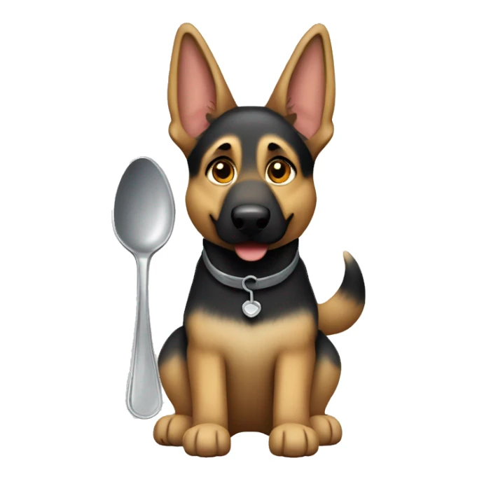 German shepherd holding a spoon sticker