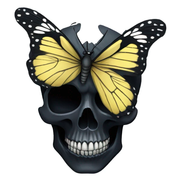 black skull with butterfly sticker
