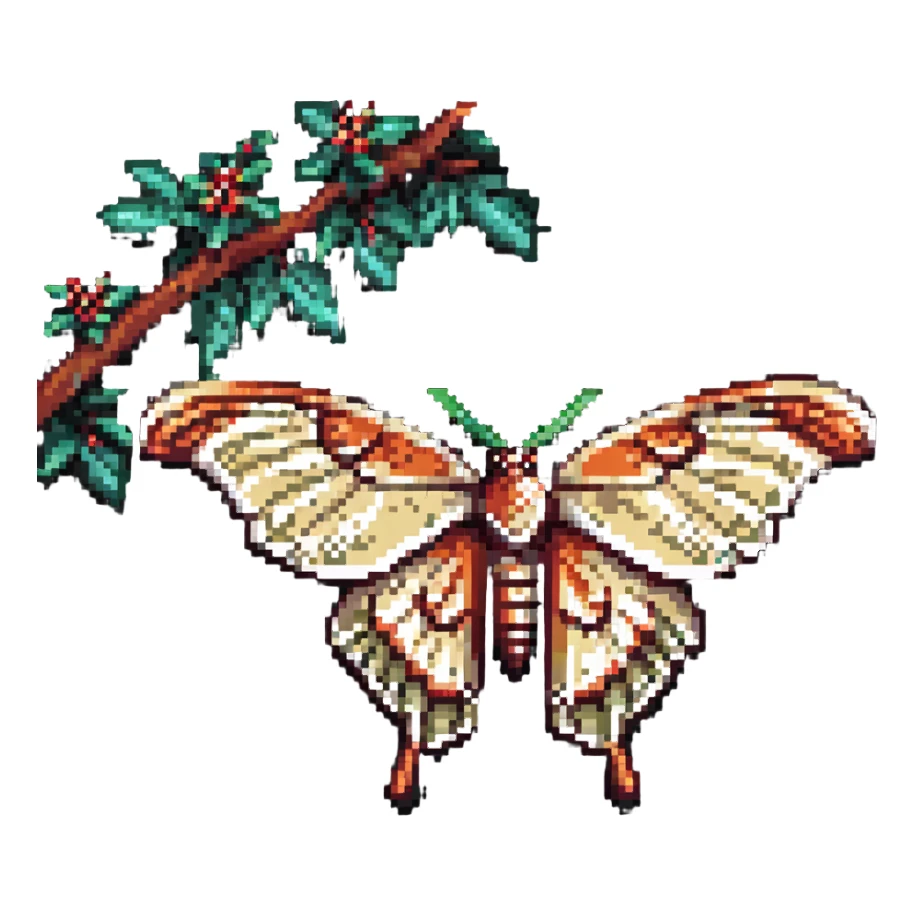 atlas moth perched on a branch sticker