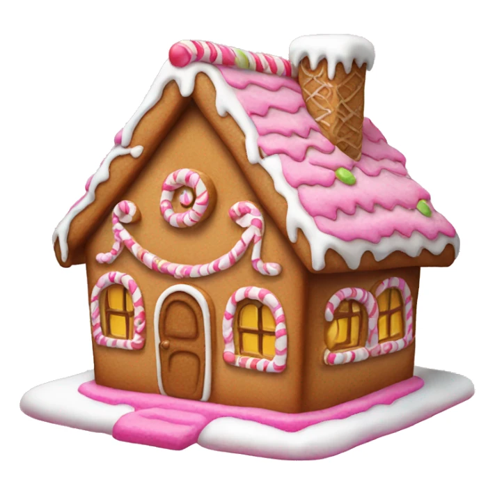 gingerbread house with pink sticker