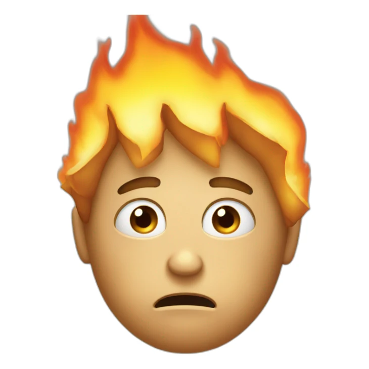 disappointed face with head on fire sticker
