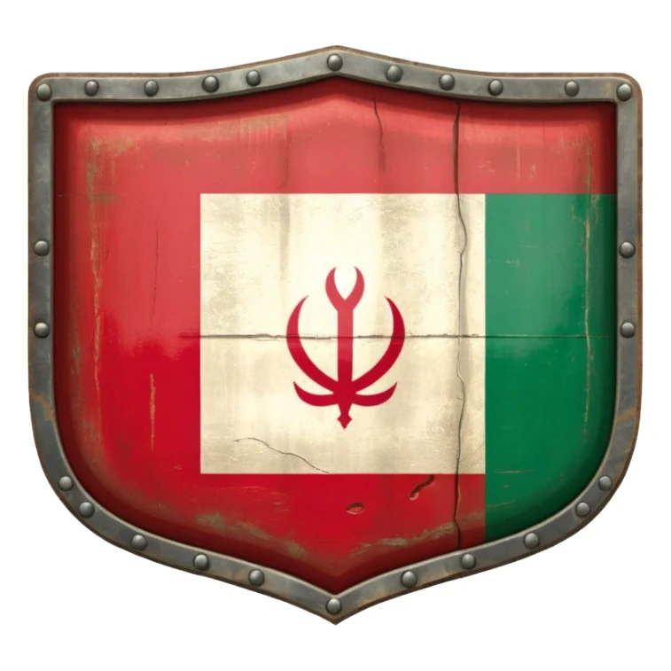 rectangular shield with the flag of Iran 1980 sticker