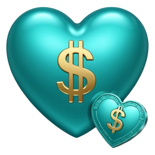 Teal heart with dollar signs sticker