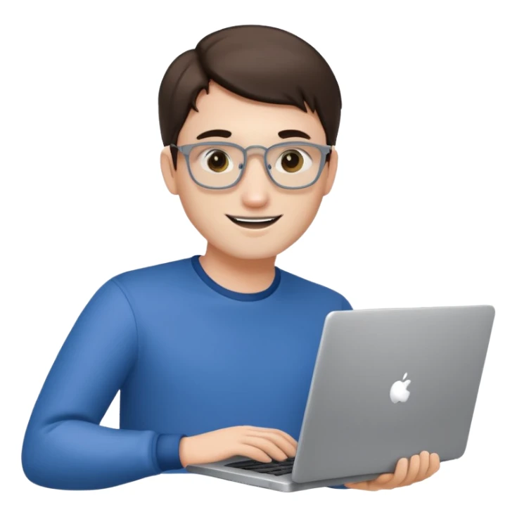 a programmer happy with a microsoft laptop sticker