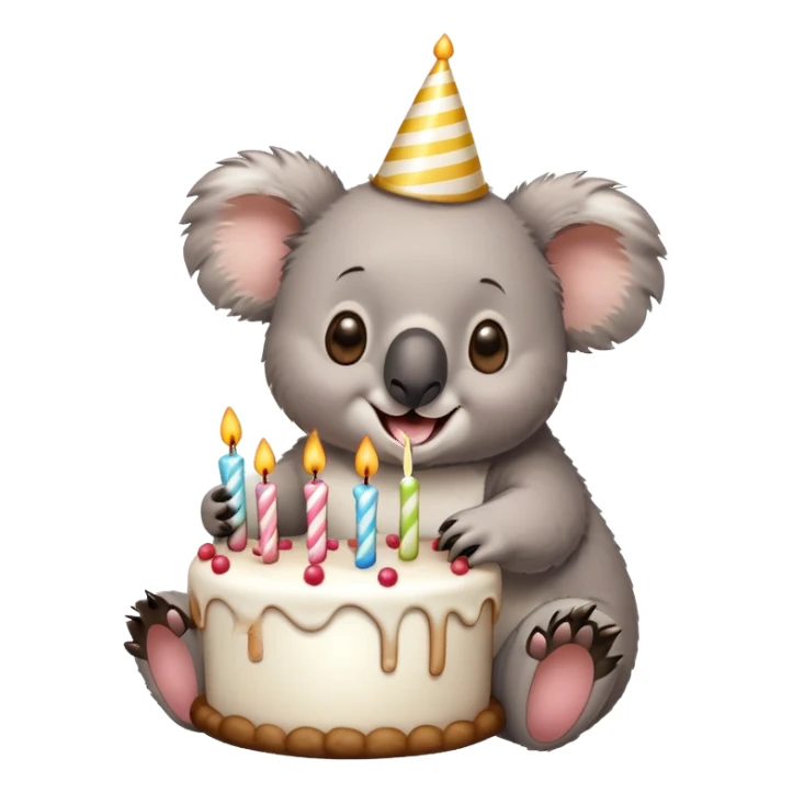 Koala with big birthday cake sticker