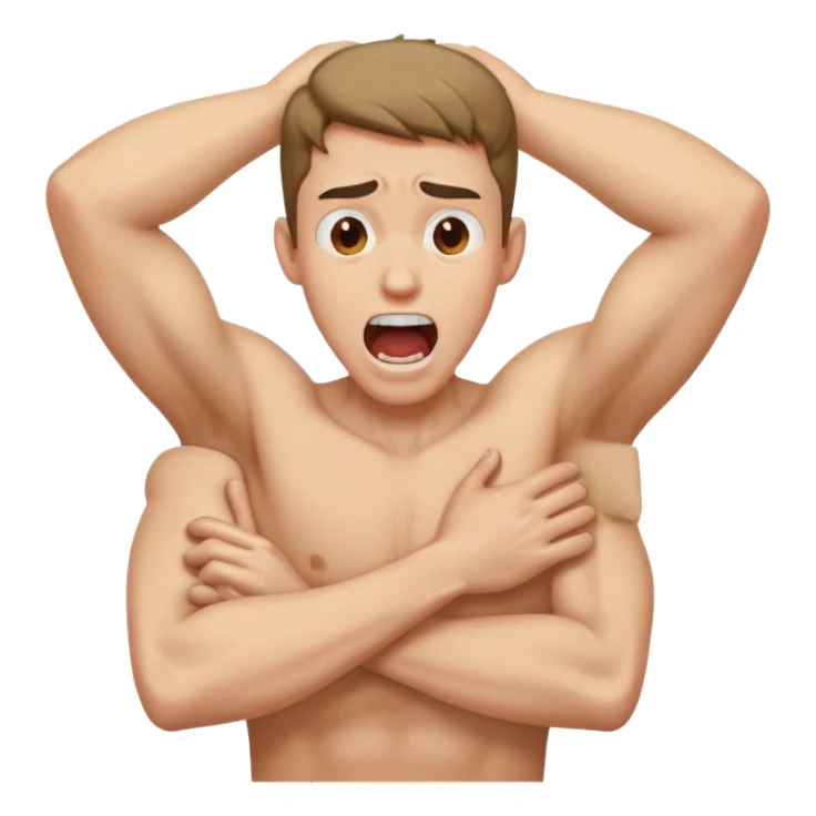 Arms crossed holding neck screaming guy sticker