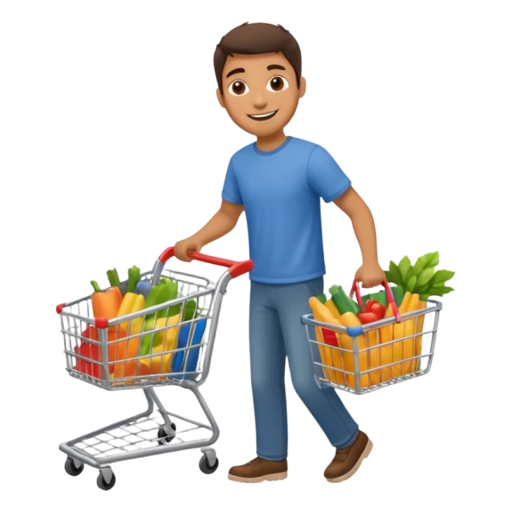 a man with shopping cart sticker