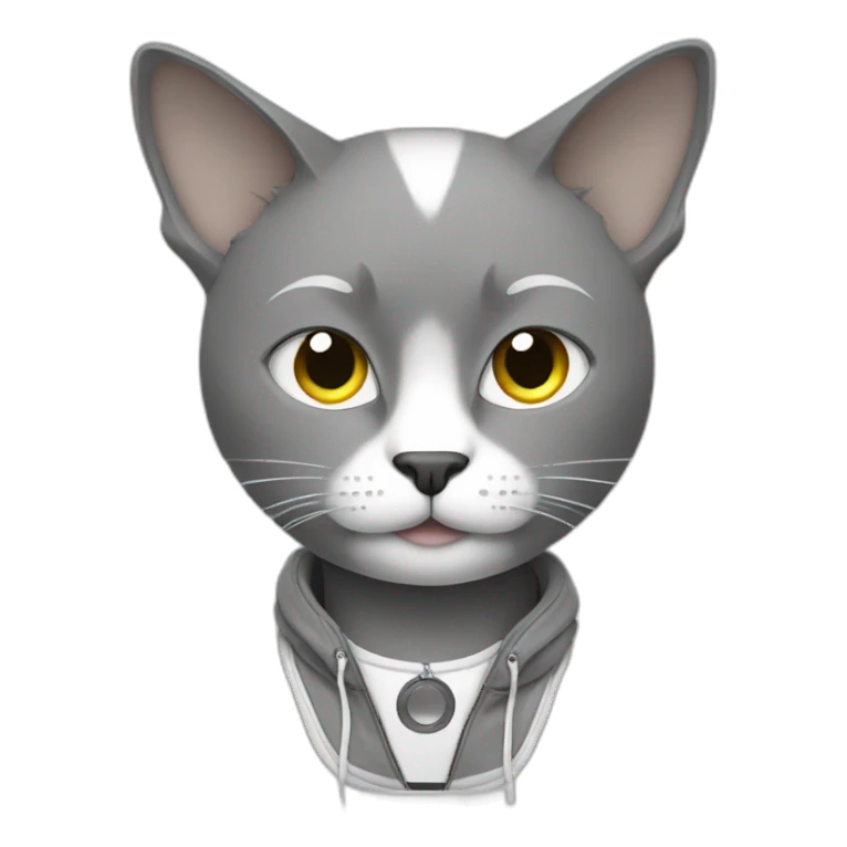 Dj cat grey and white sticker