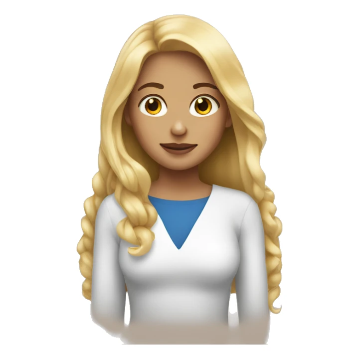 blonde girl with beage sticker