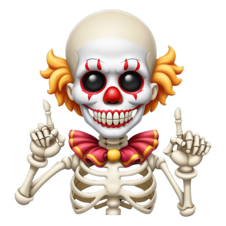 Clown skeleton pointing sticker