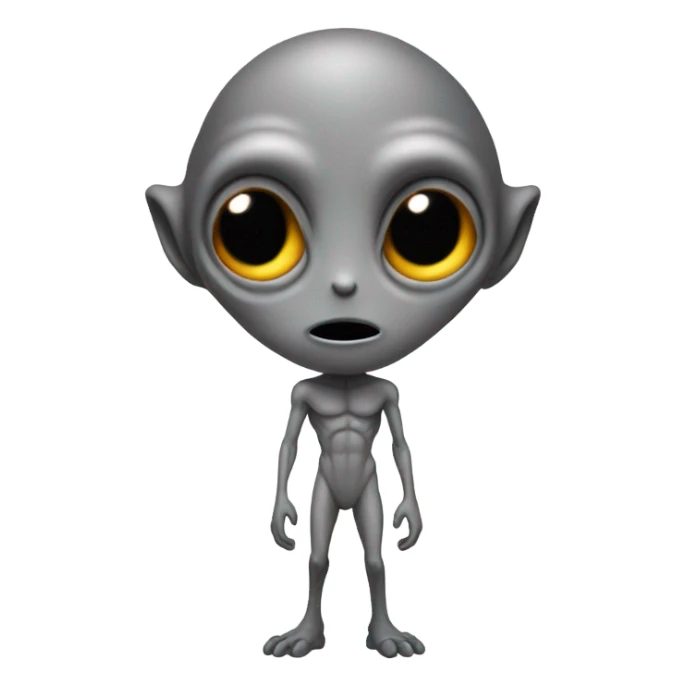 alien gray full gray body front view sticker