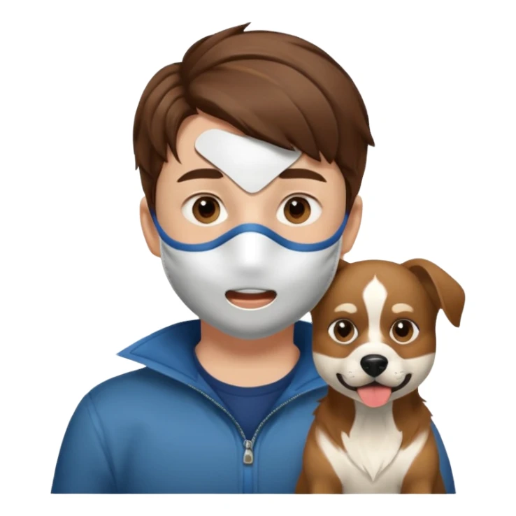 boy wearing dog mouth mask
 sticker