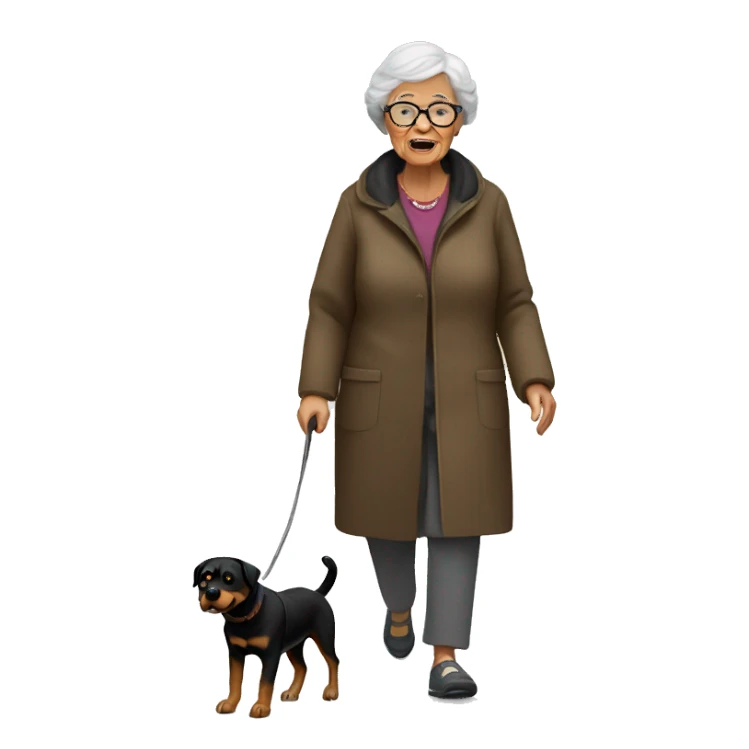 Grandma walking a Rottweiler  sticker