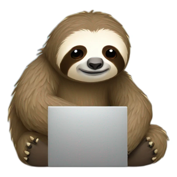 tired Sloth with a laptop sticker