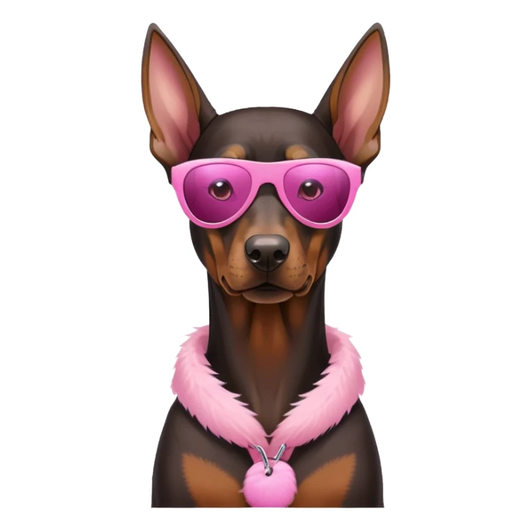 Doberman with  pink sunglasses sticker