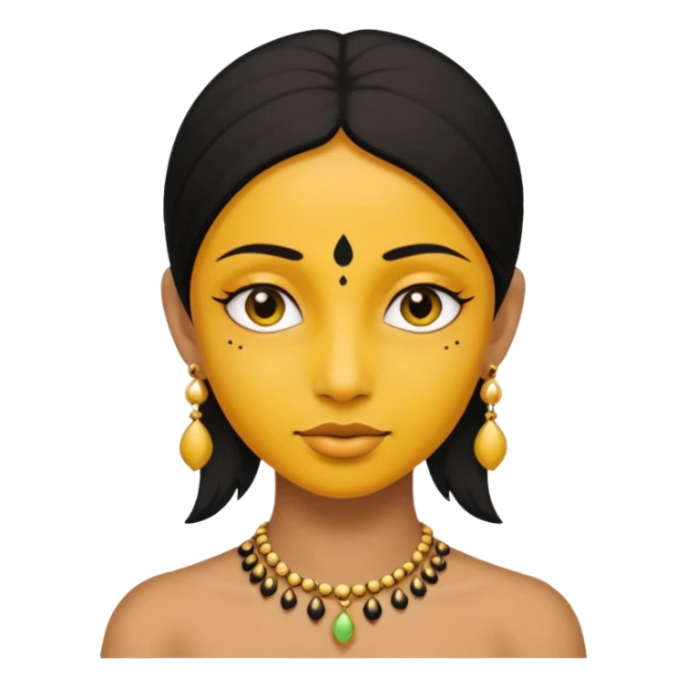 Yellow face with black bindi sticker