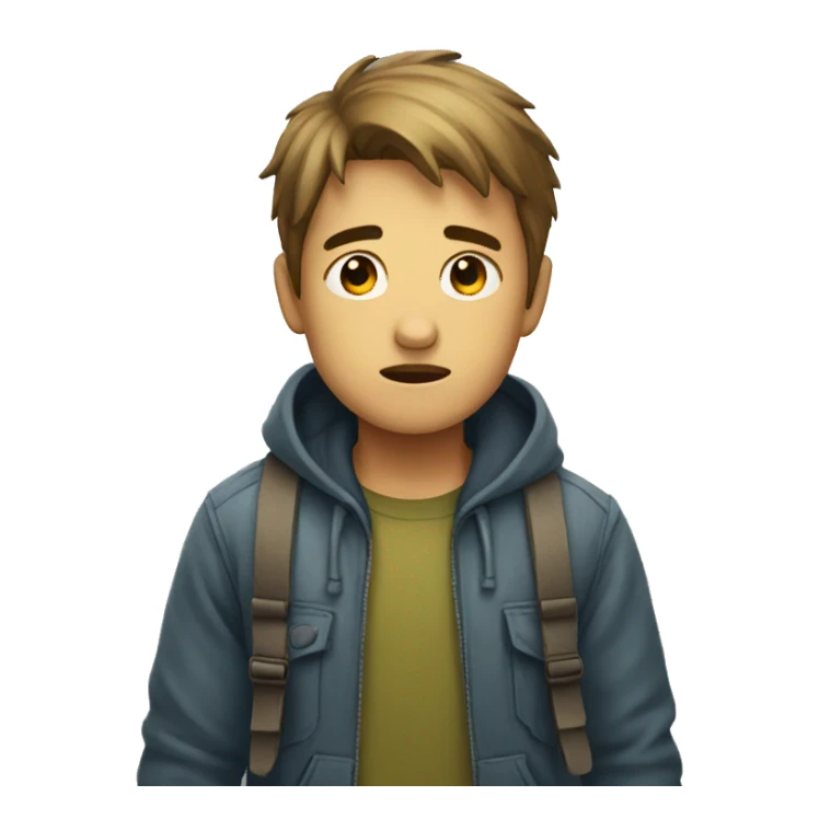 A boy walking very sad sticker