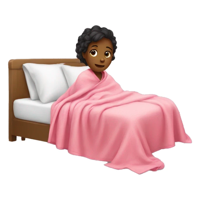 girl at bed with a pink blanket sticker