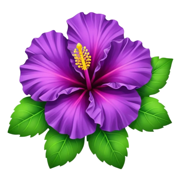 purple hibiscus with leaves sticker