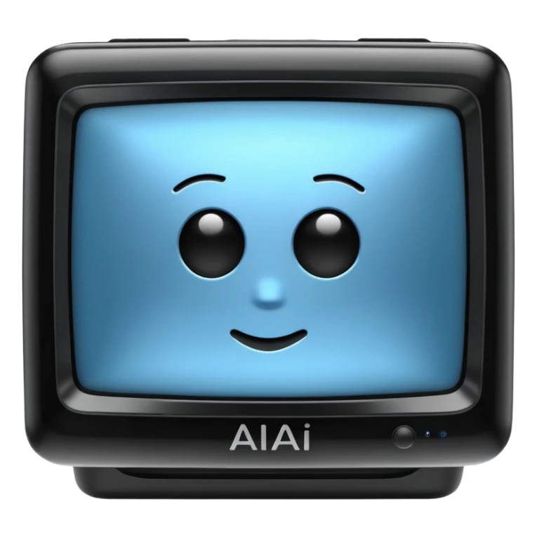 A 2d TV box facing the camera that reads AI sticker