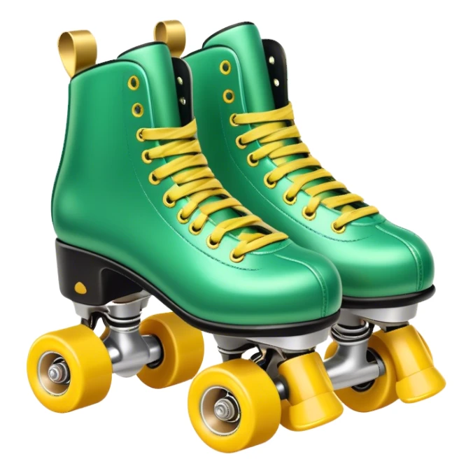 Gold and green roller skates  sticker
