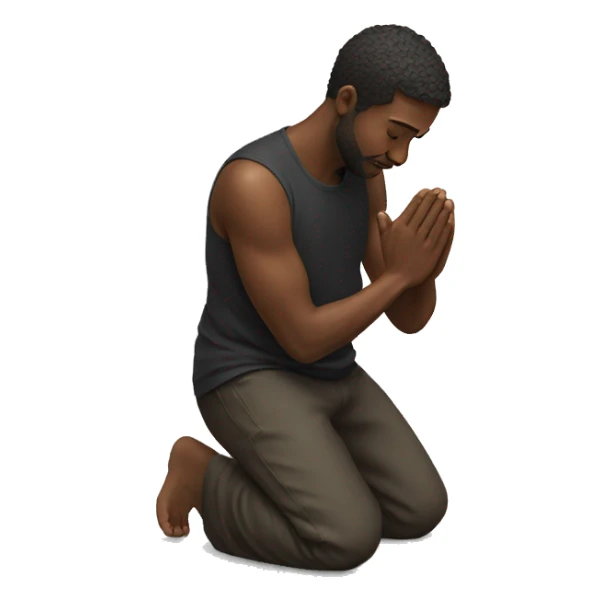 man on his knees praying sticker