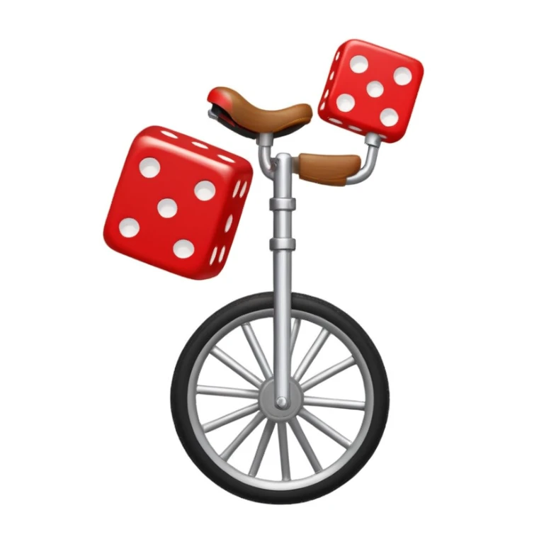 dice riding on a unicycle  sticker