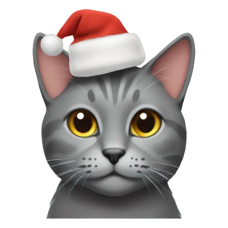 Grey cat wearing a christmas cap sticker