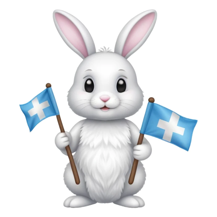 White Easter bunny with a flag that says Morgane and Maddison sticker