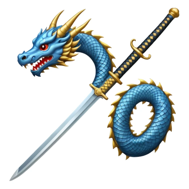 A samurai sword with a dragon handle sticker