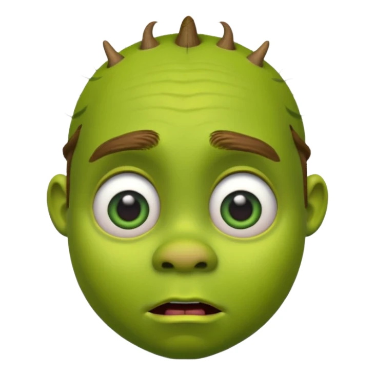 Shrek looking surprised, emoji style sticker