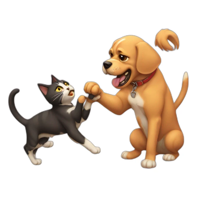 Cat fight a dog sticker