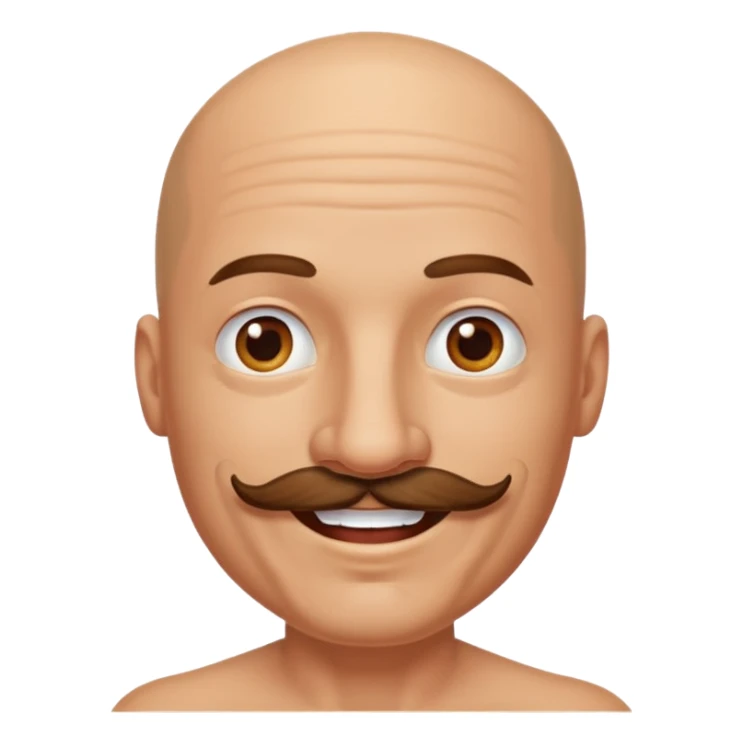 bald mustache man,Big mustache.
negative: Dont use same face style. sticker