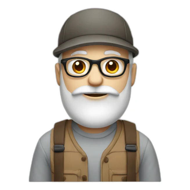 guy with white skin, flatcap, glasses and long beard sticker