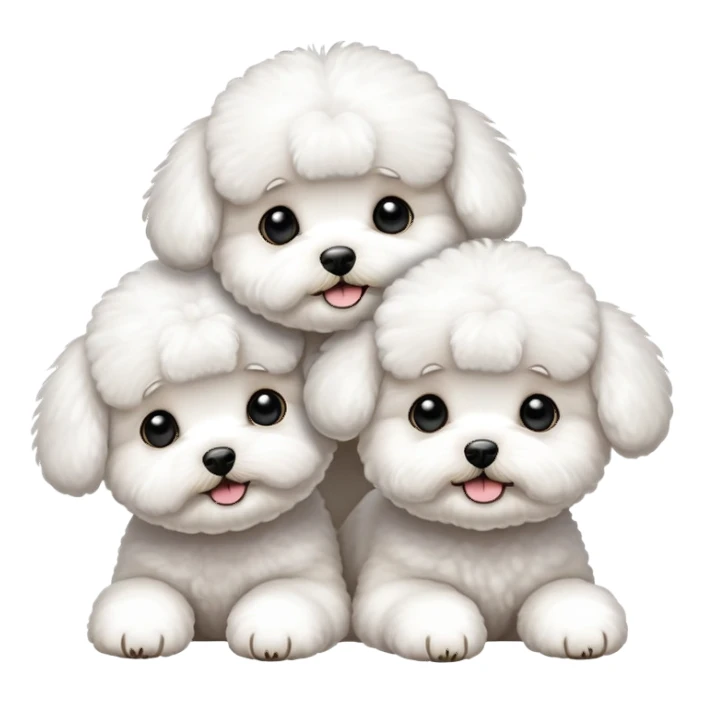 three cute white bichon frise sticker
