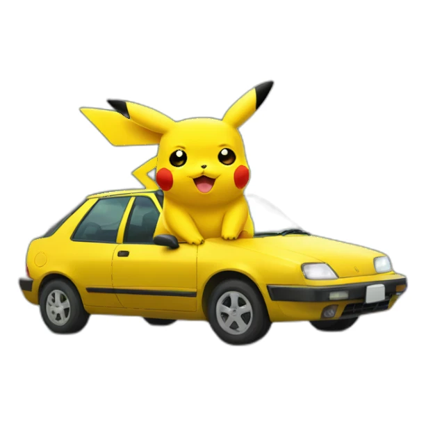 Pikachu drives a car sticker