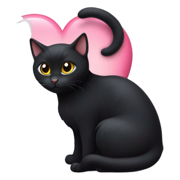 Black cat with her tail shaped in a heart sticker