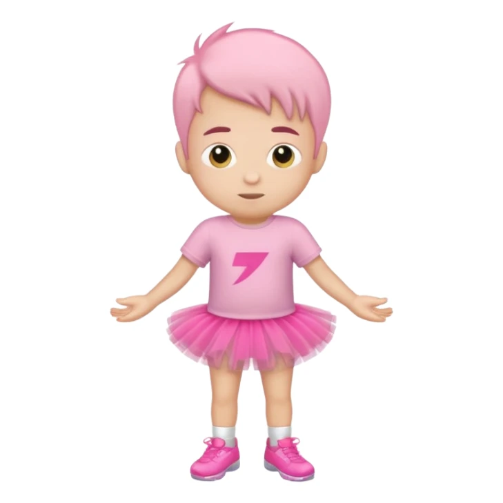 pink tutu wearing boy with tshirt sticker