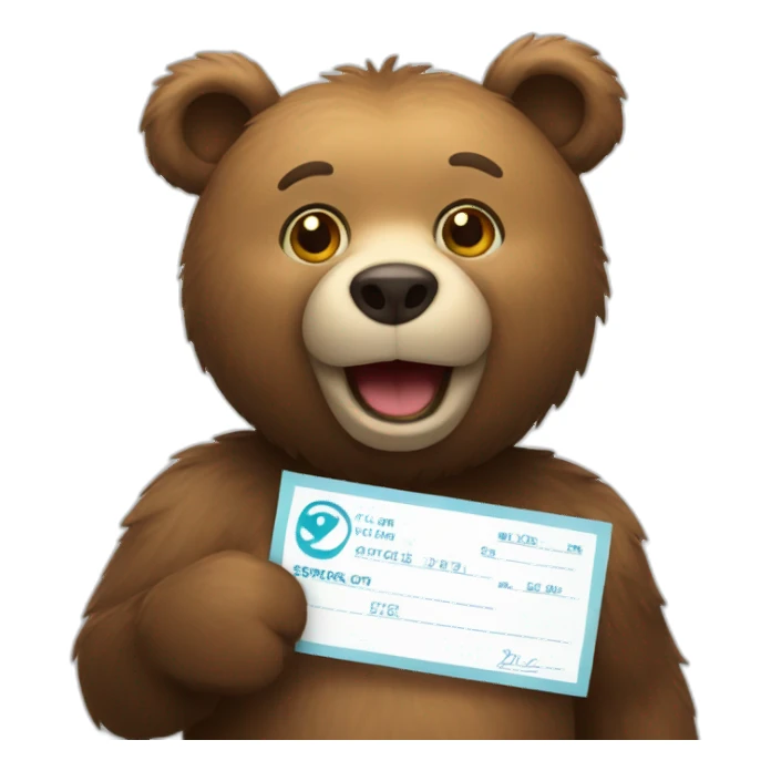 Bear holding a check mark sticker
