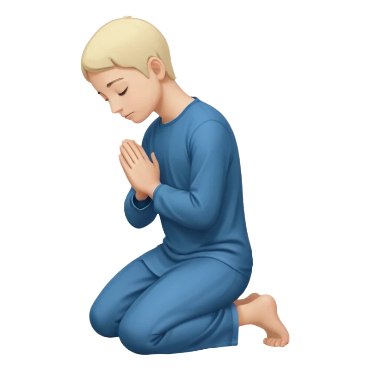 person kneeling and bowing in prayer, simple and clear sticker