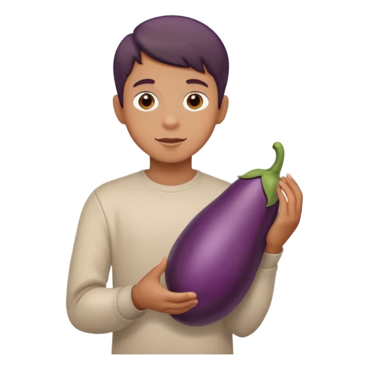 Boy takes eggplant  sticker