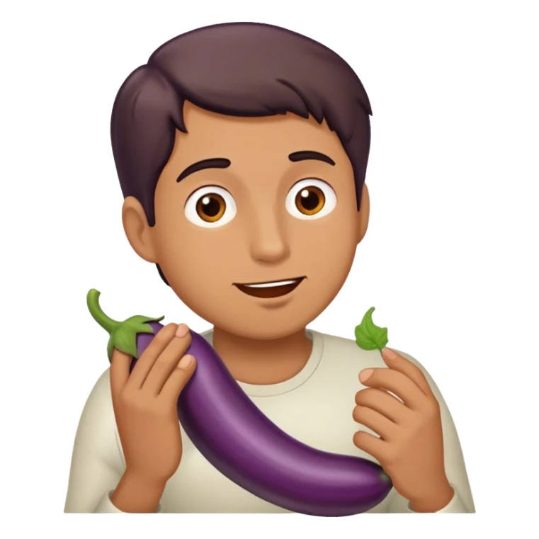 Man eating eggplant sticker