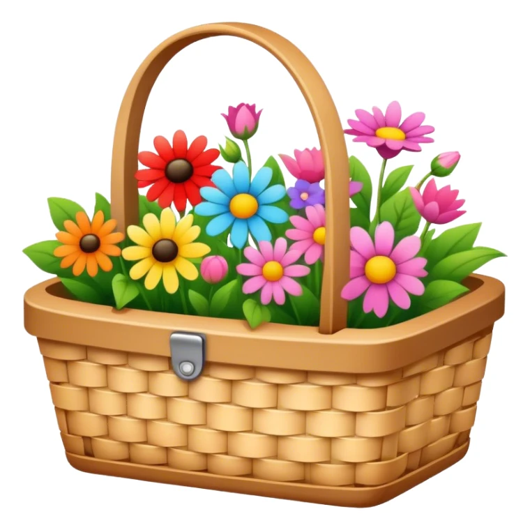 cute picnic basket with flowers sticker