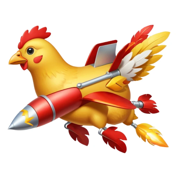 flying chicken on rocket sticker